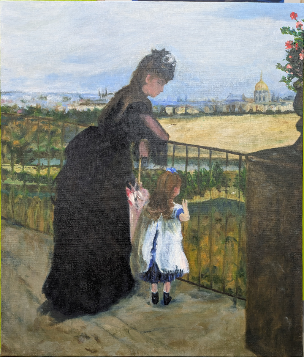 模写『バルコニーの女性と子ども』